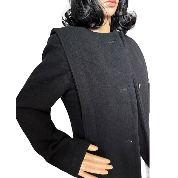 Vintage Donna Frederlcks black no collar 4 gold button Coat size small * - Picture 4 of 16
